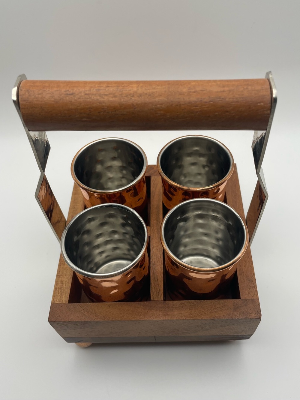 Copper Plated Shot Glasses with Holder